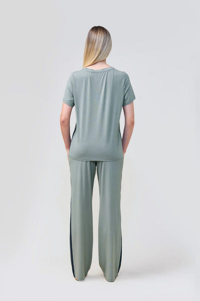 Inez Bamboo Pant With Stripe - Olive - image 4