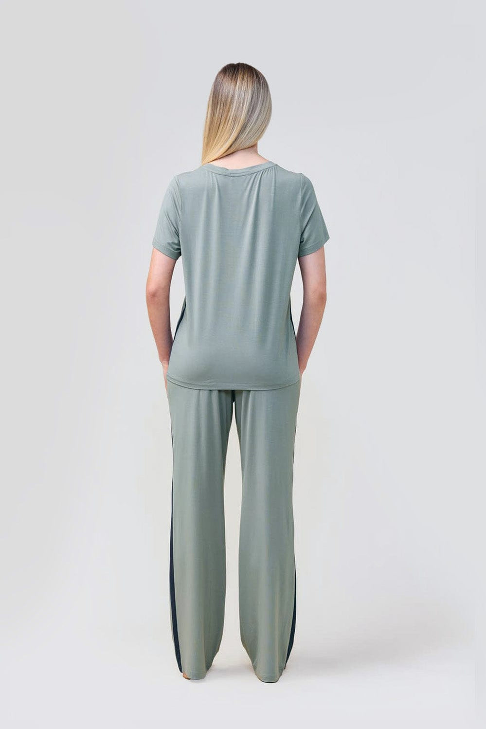 Inez Bamboo Pant With Stripe - Olive - image 4