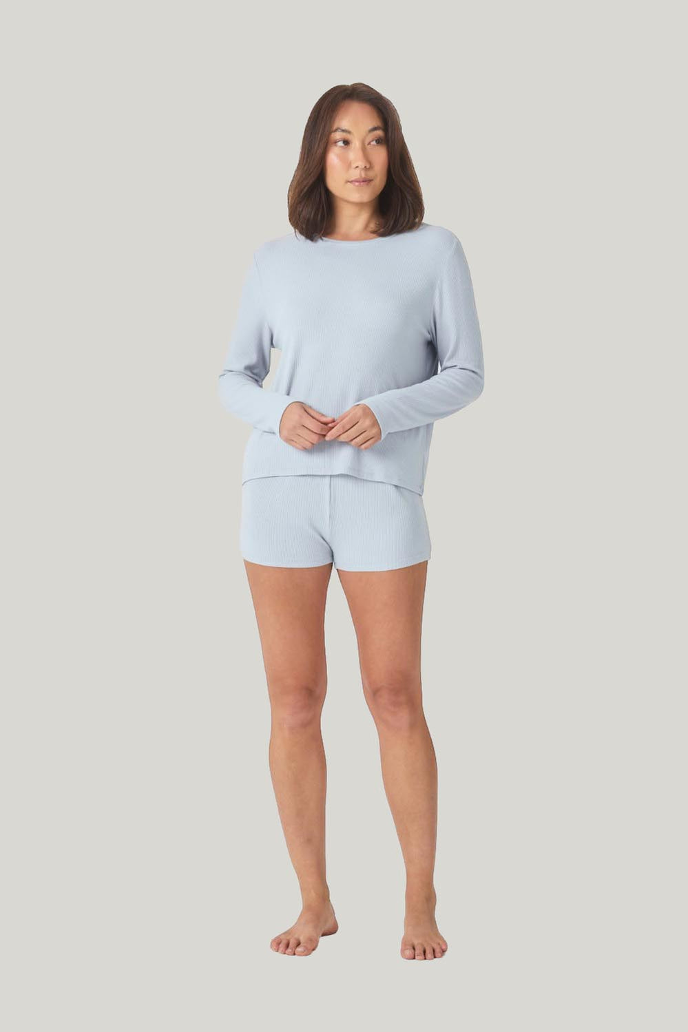 Avery Rib Lounge Mini Short - Powder Blue - image 1