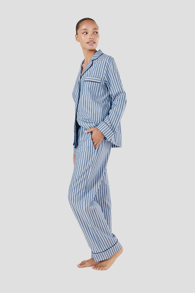 Octavia Cotton Stripe Pj Set - Blue - image 3