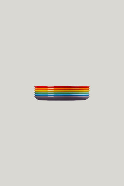 Stoneware Rainbow Set Of 6 Coupe Salad Plates 22cm - Rainbow - image 2