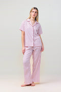 Lisa Stripe Long Pant Pj Set - Pink - image 1