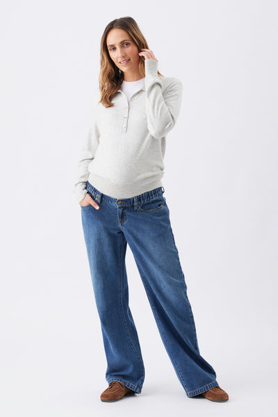 Billie Elastic Waist Maternity Jean - Dark Blue - image 1
