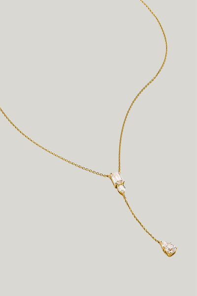 Bold Y Chain With Stones In Gold - Gold - image 2