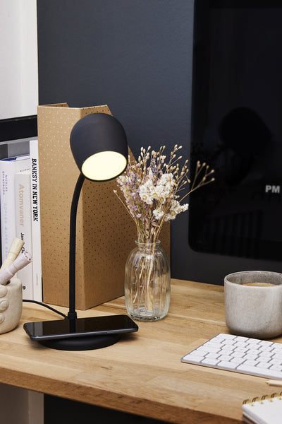 Ellie Smart Lamp With Bluetooth Speaker & Qi Wireless Charger - Black - Black - image 3