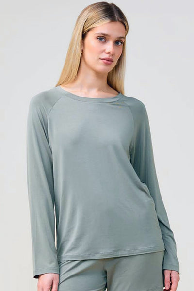 Solene Long Sleeve Top With Stripe - Olive - image 1