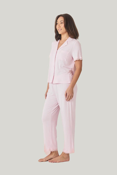 Dianne Bamboo Long Pj Set With Lace - Pink - image 2