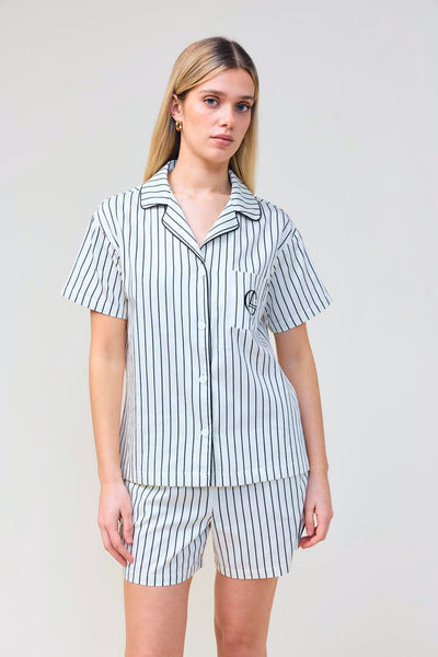 Poppy Stripe Short Pj Set - Ecru - image 2