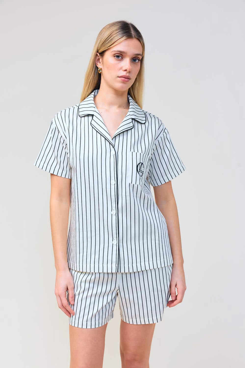 Poppy Stripe Short Pj Set - Ecru - image 2