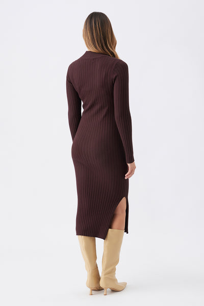 Nella Rib Nursing Knit Dress - Brown - image 4