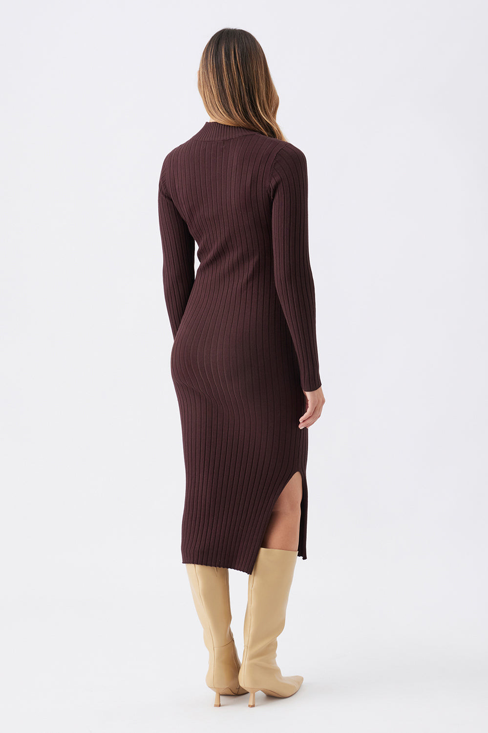 Nella Rib Nursing Knit Dress - Brown - image 4
