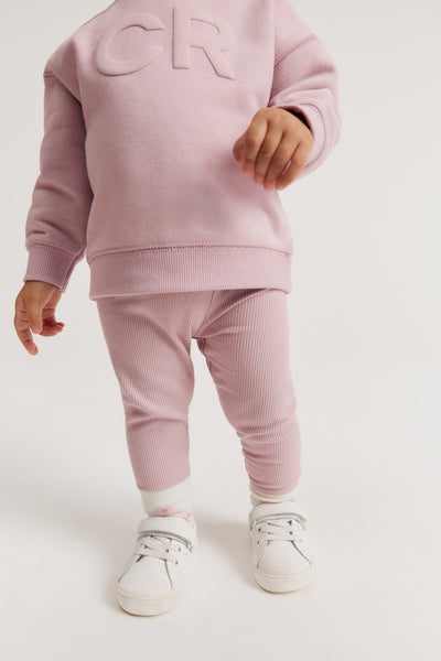 Organically Grown Cotton Blend Solid Rib Legging