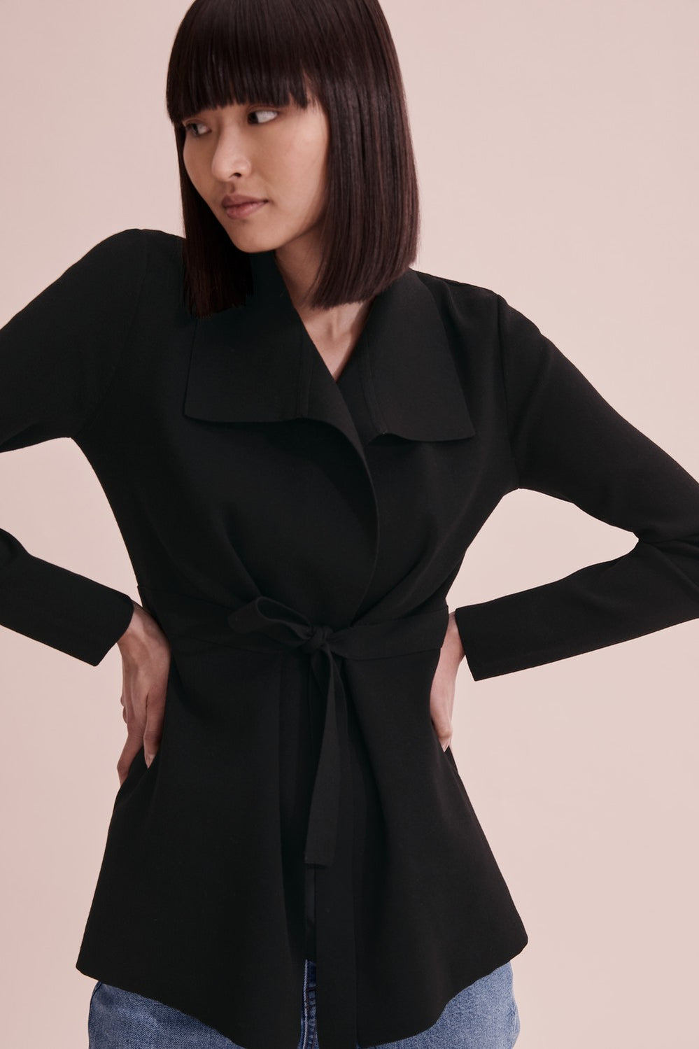Fluted Hem Wrap Cardigan