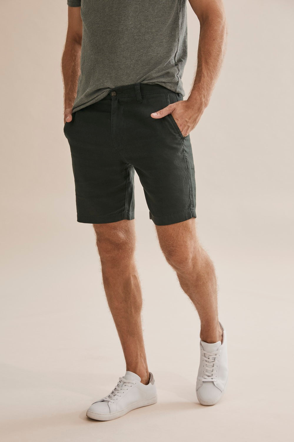 Linen Button Front Short