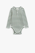 Cotton Long Sleeve Stripe Rib Bodysuit