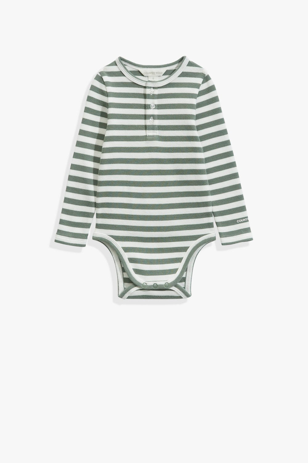 Cotton Long Sleeve Stripe Rib Bodysuit