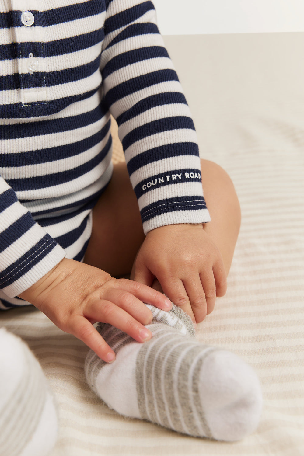 Cotton Long Sleeve Stripe Rib Bodysuit
