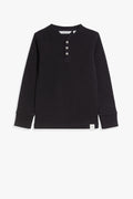 Cotton Blend Slub Texture Henley