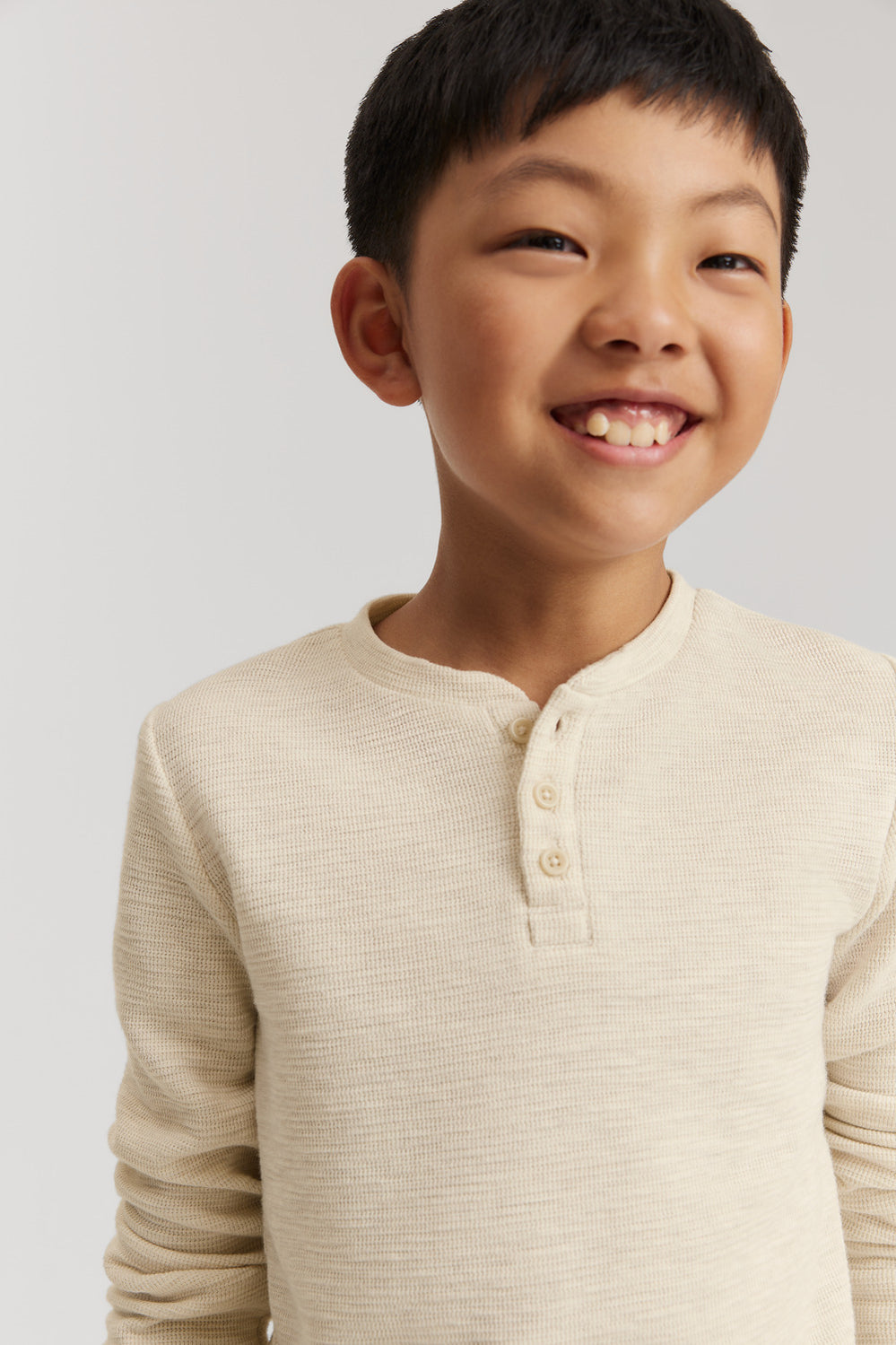 Cotton Blend Slub Texture Henley