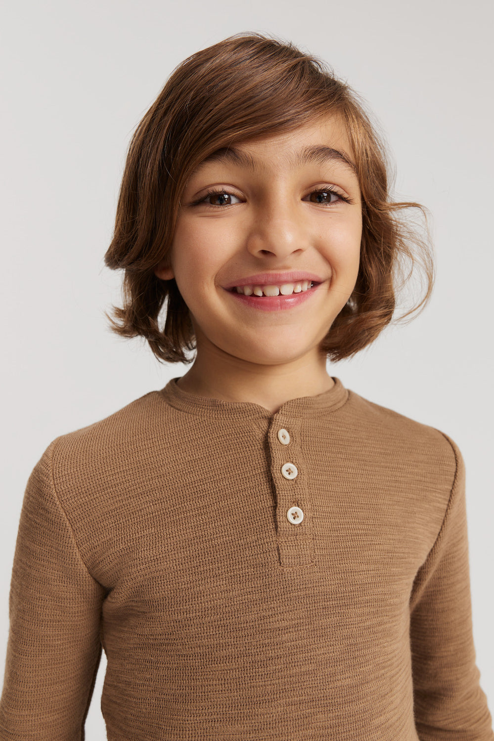 Cotton Blend Slub Texture Henley