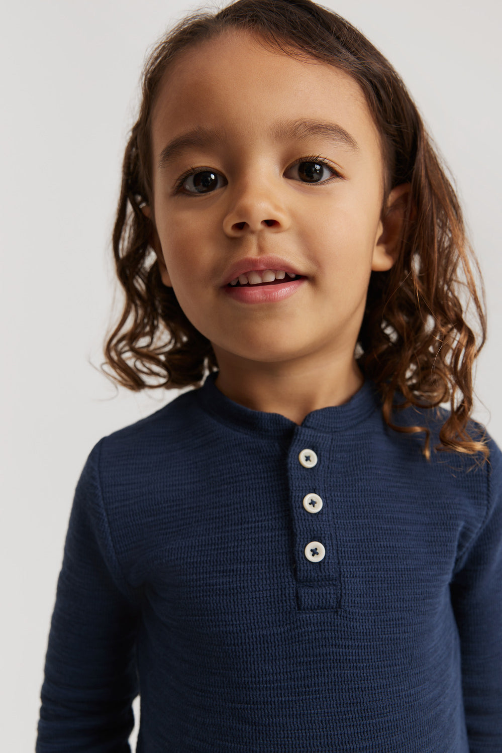 Cotton Blend Slub Texture Henley