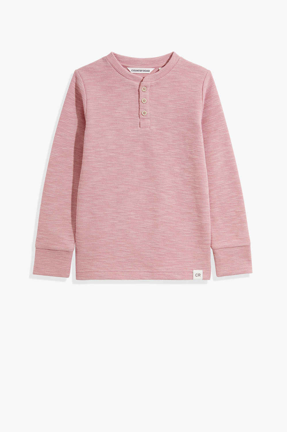Cotton Blend Slub Texture Henley