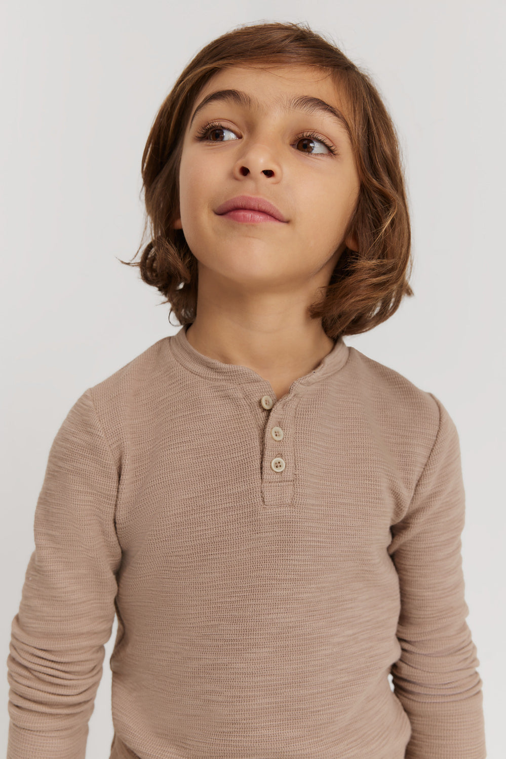Cotton Blend Slub Texture Henley