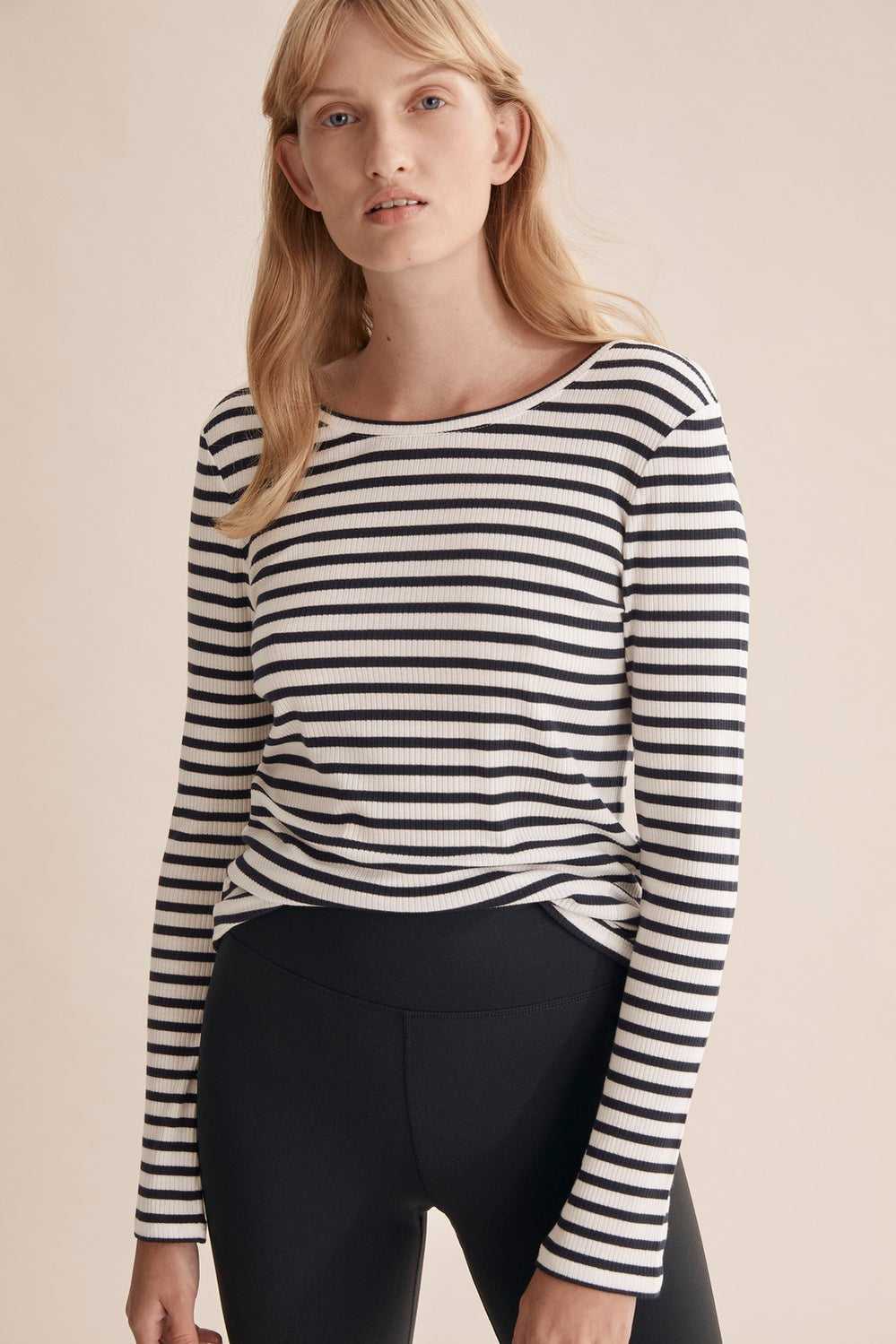Stripe Rib Layering T-Shirt