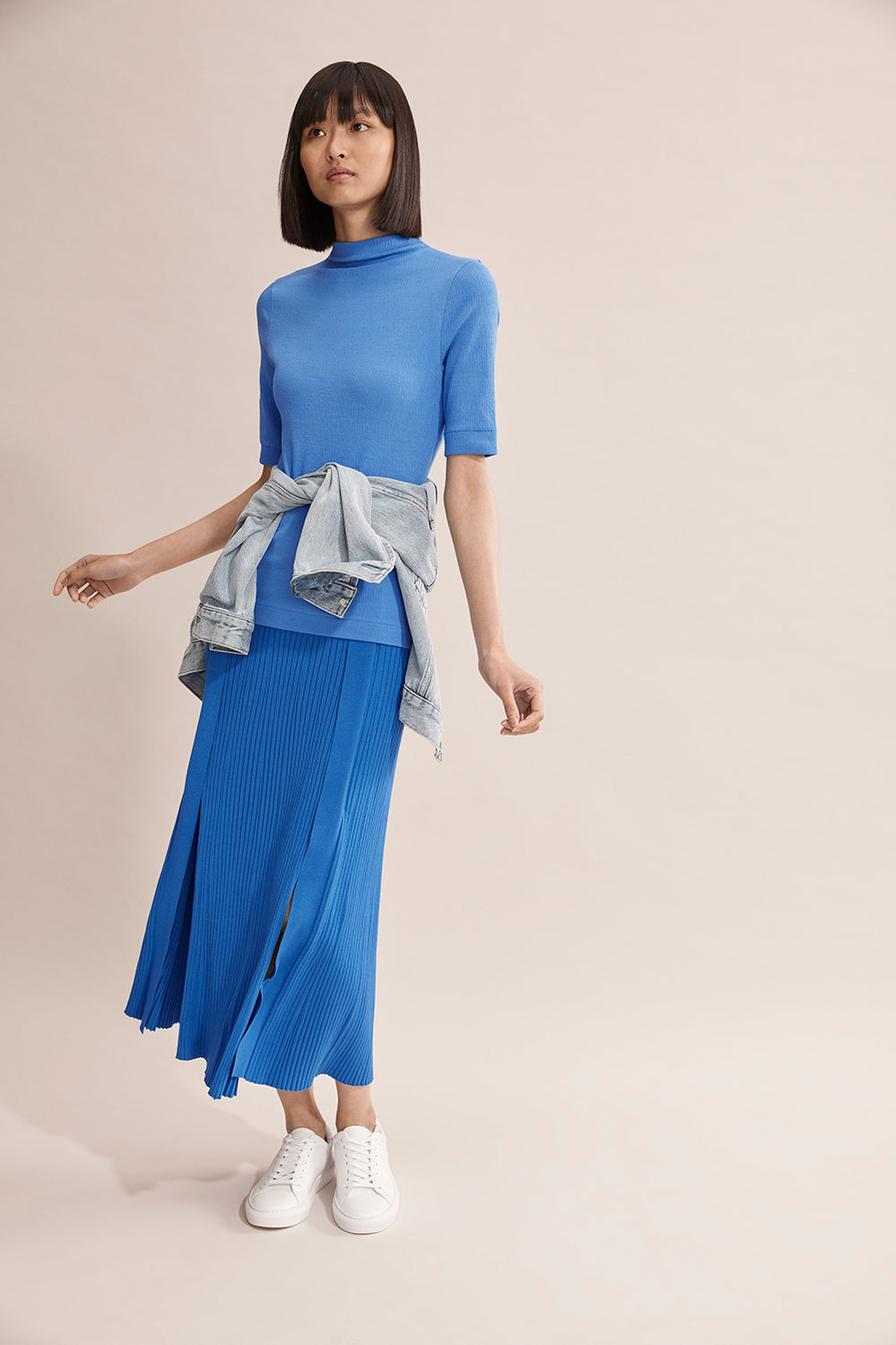 Textured High Neck T-Shirt