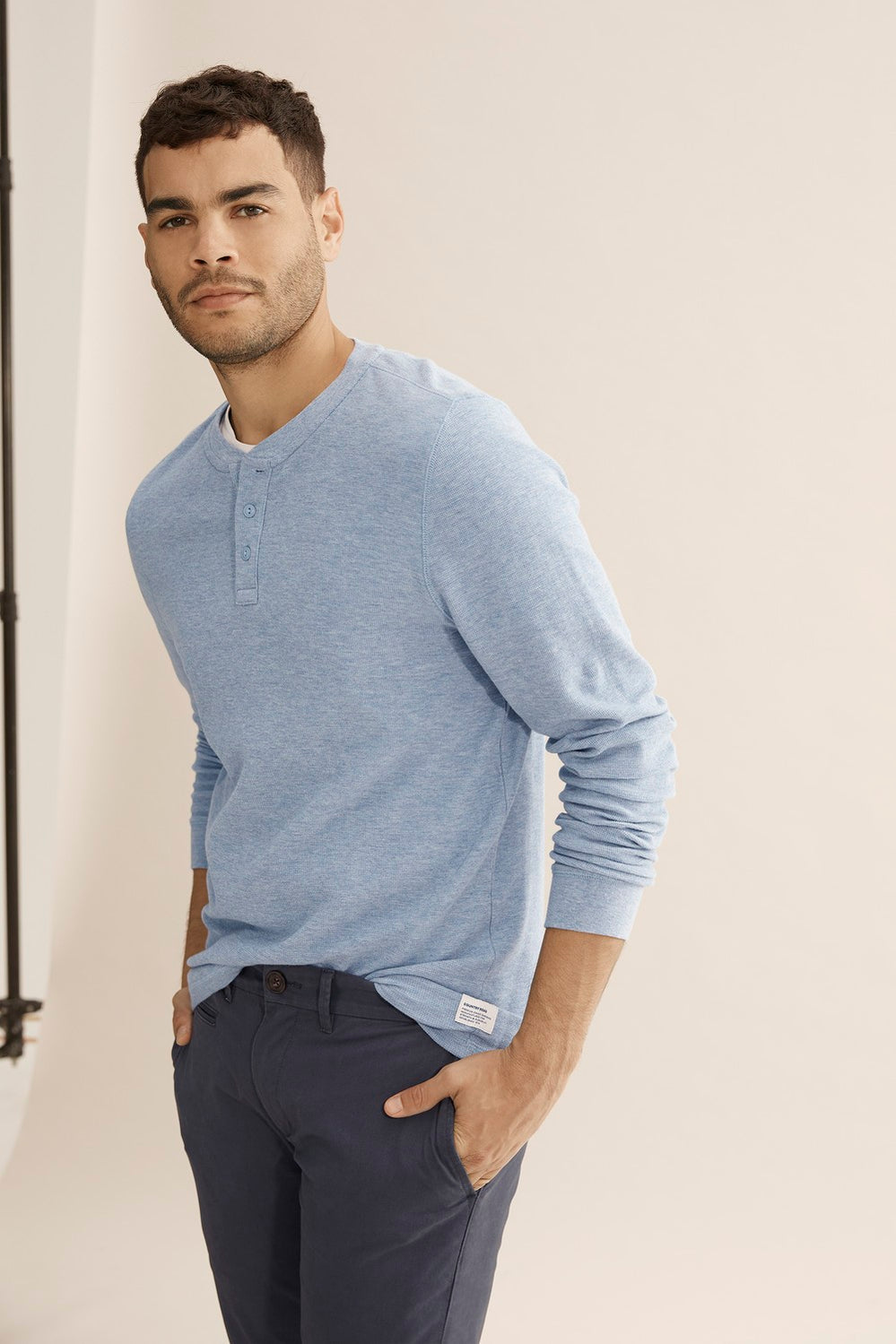 Long Sleeve Waffle Henley