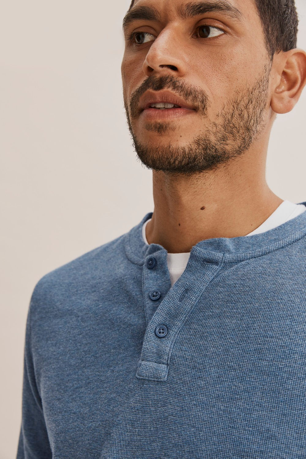 Long Sleeve Waffle Henley