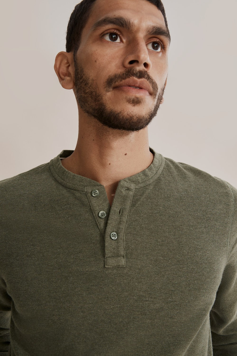 Long Sleeve Waffle Henley