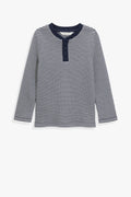 Cotton Stripe Waffle Henley
