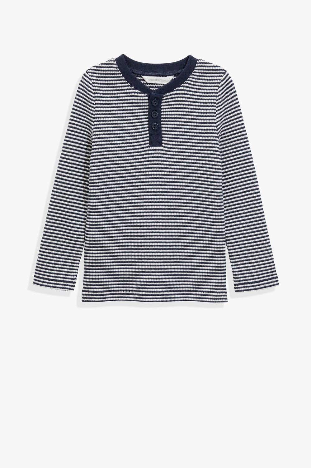 Cotton Stripe Waffle Henley