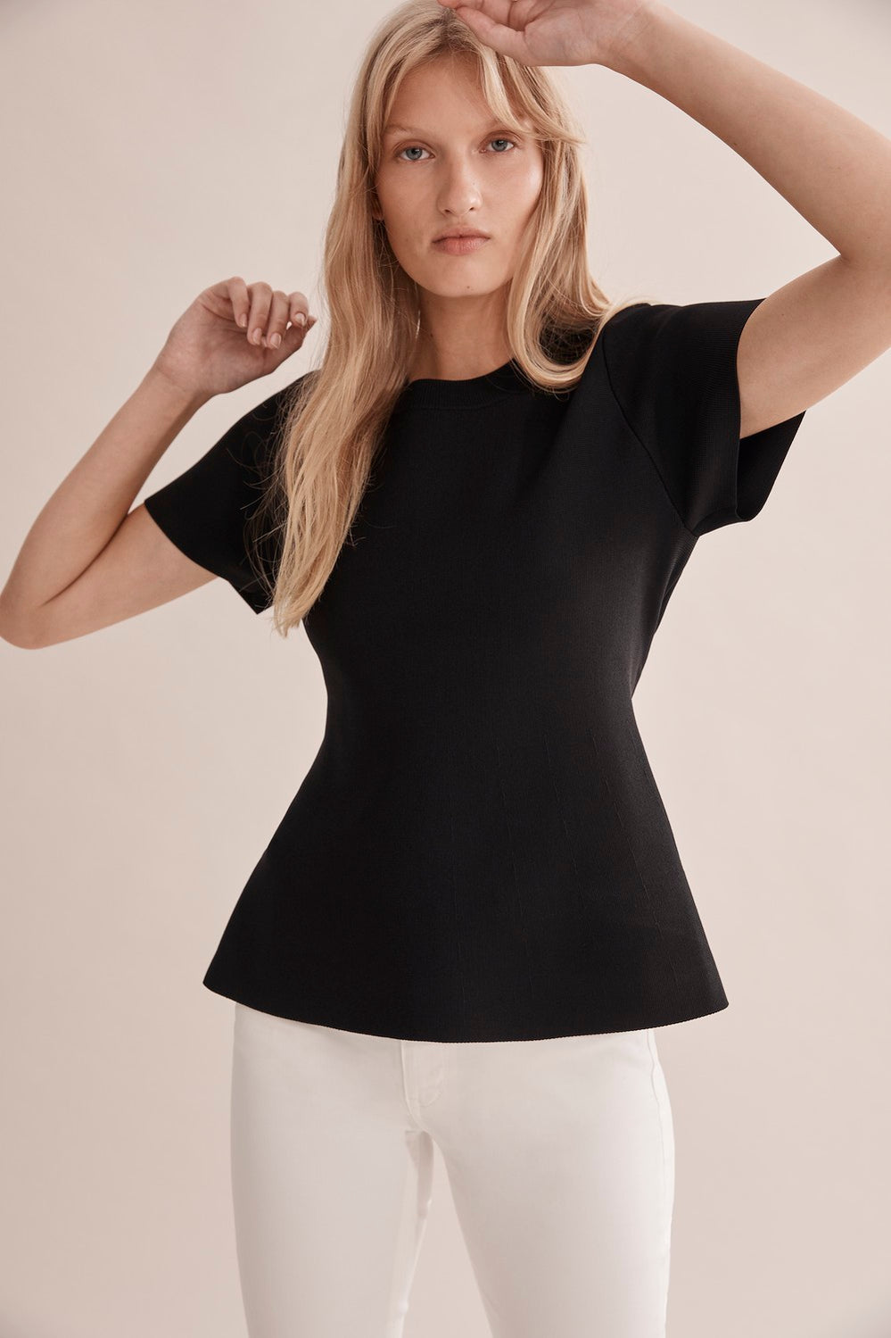 Compact Knit Short Sleeve Top