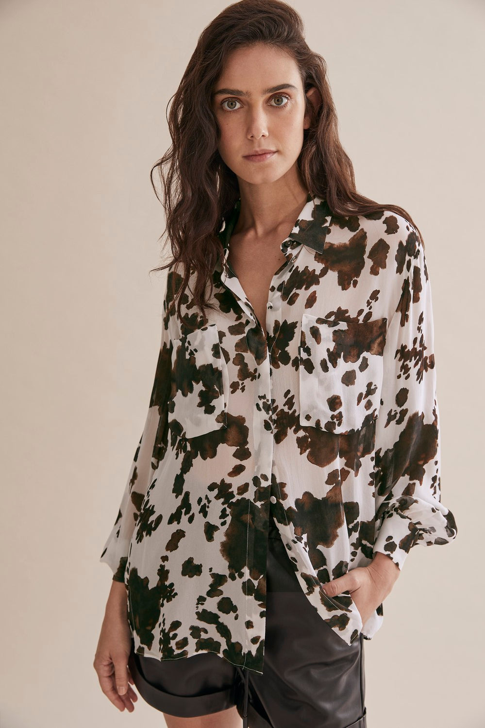 Cow Print Long Sleeve Shirt