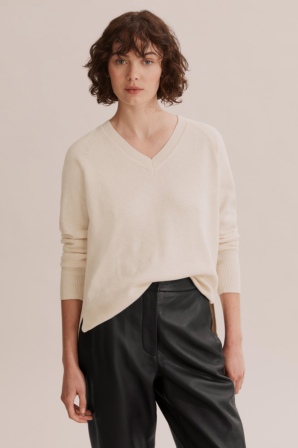 Cotton Linen V-Neck Knit