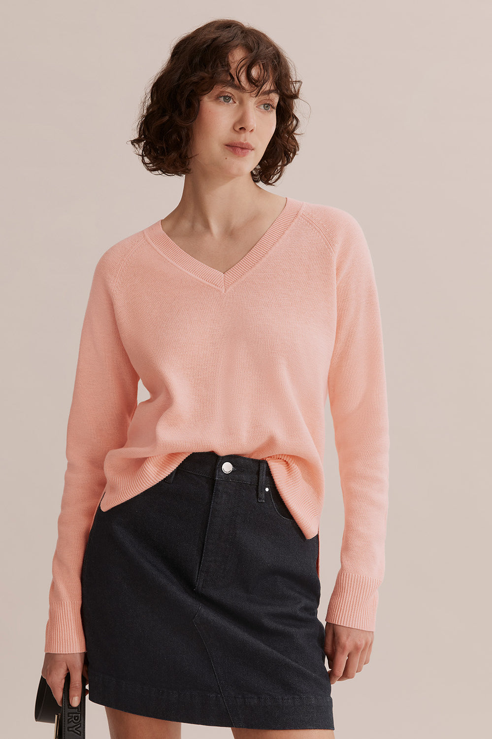 Cotton Linen V-Neck Knit
