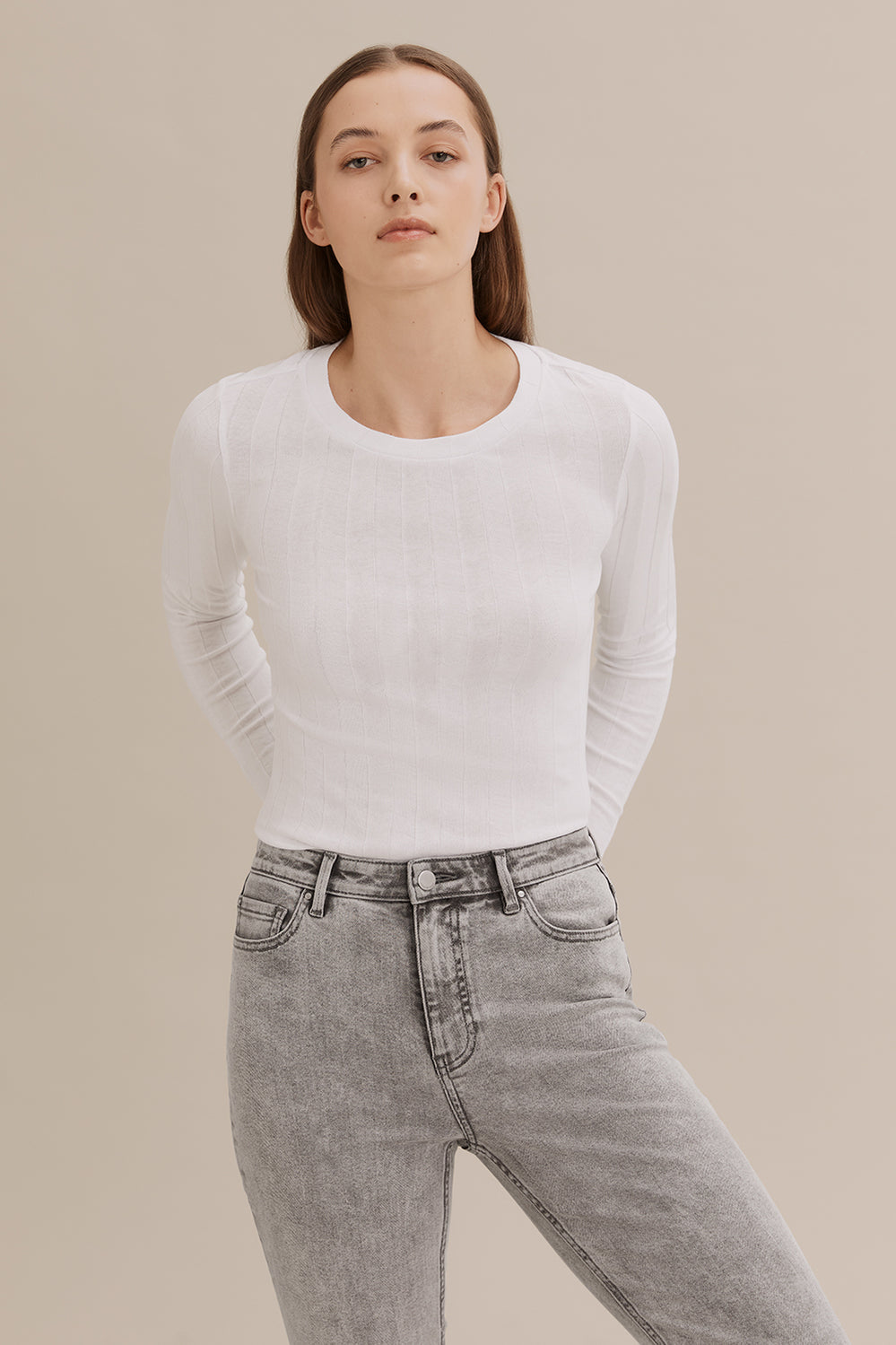 Self Stripe Long Sleeve Top