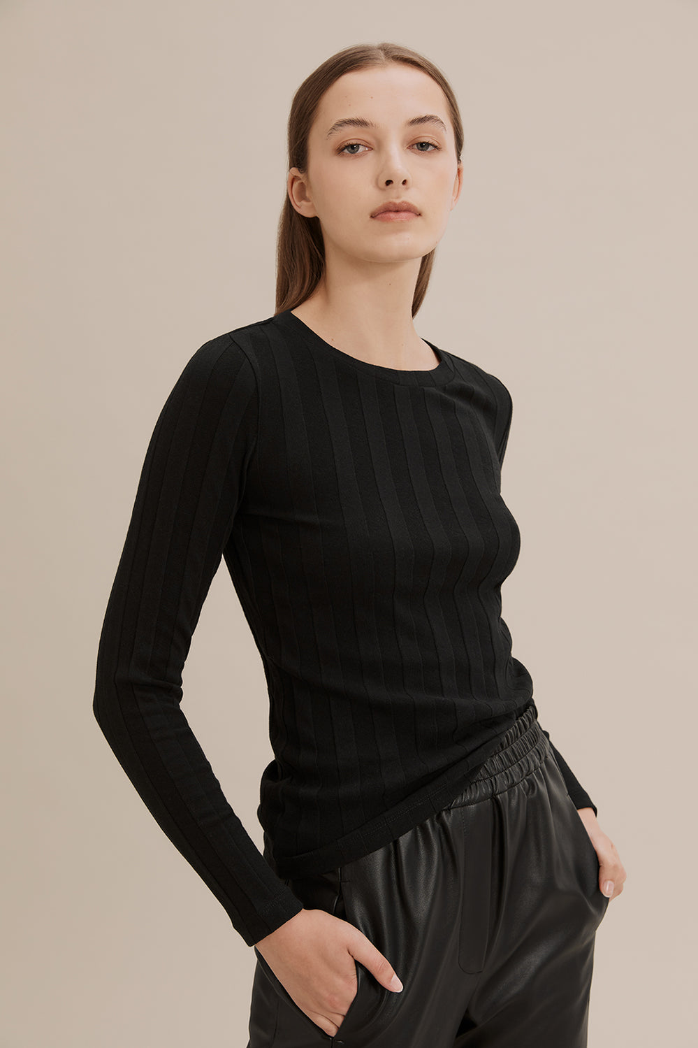 Self Stripe Long Sleeve Top