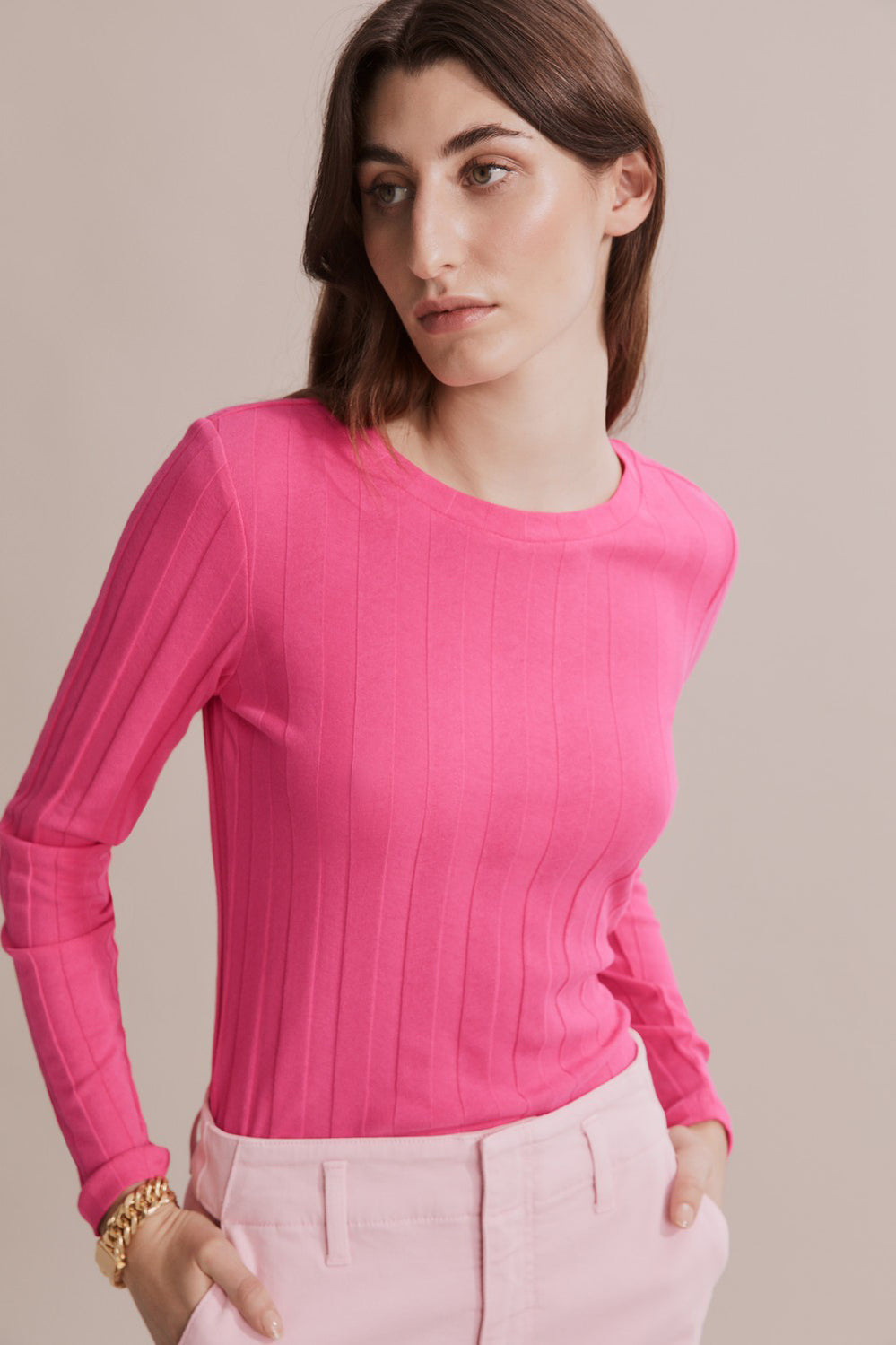 Self Stripe Long Sleeve Top