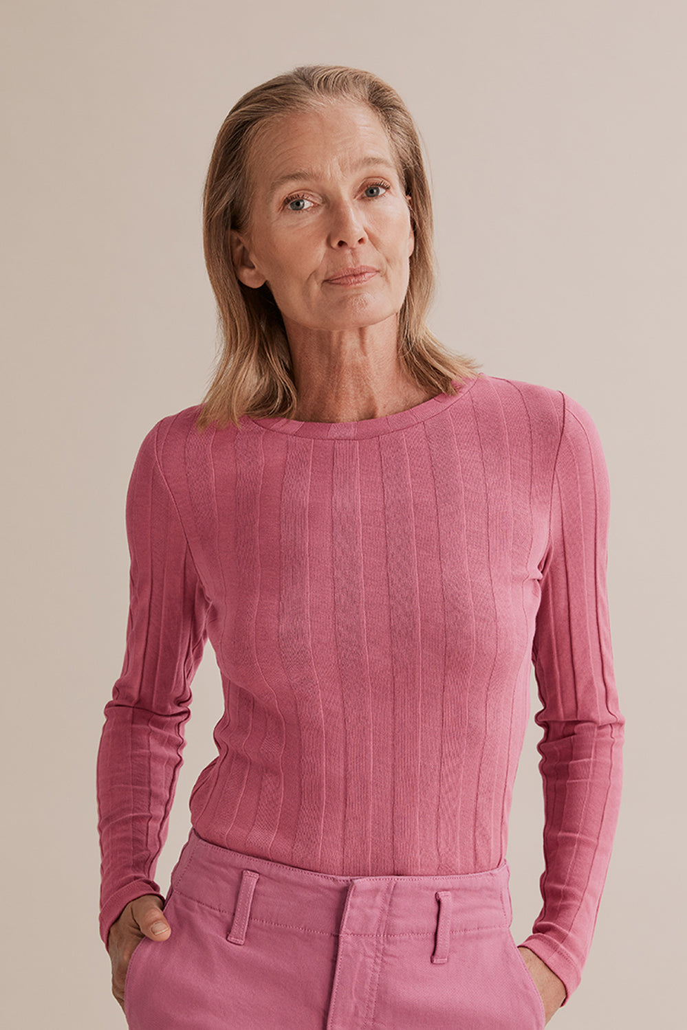 Self Stripe Long Sleeve Top