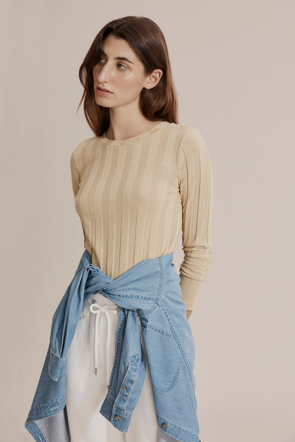 Self Stripe Long Sleeve Top