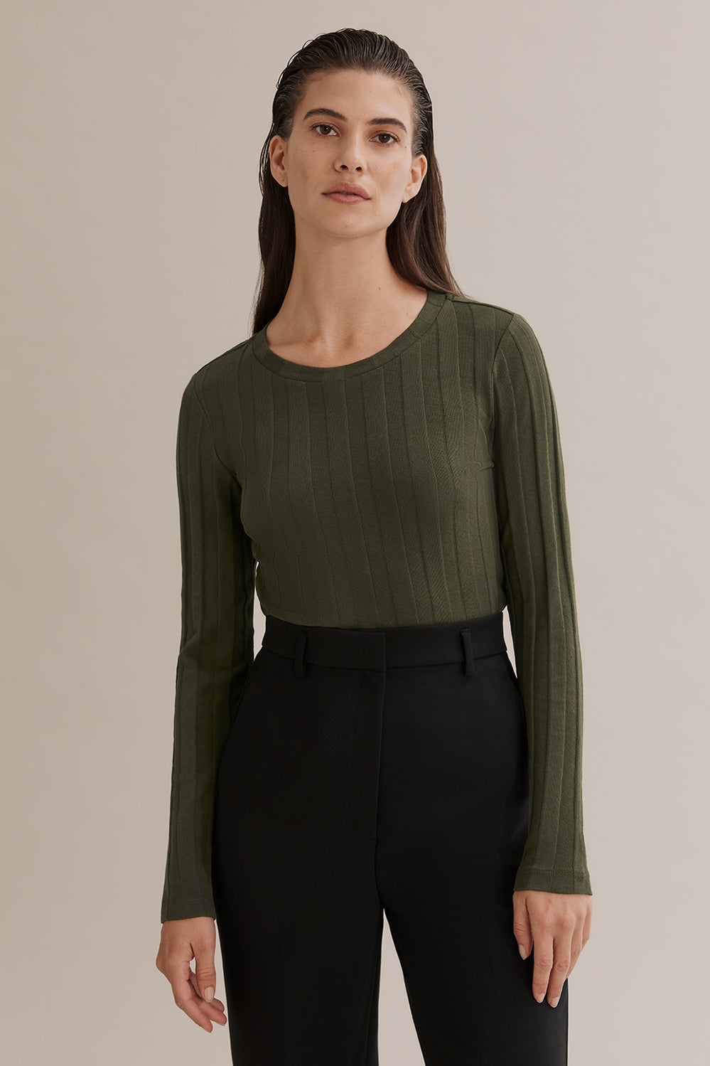 Self Stripe Long Sleeve Top