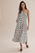 Print One Shoulder Maxi Dress