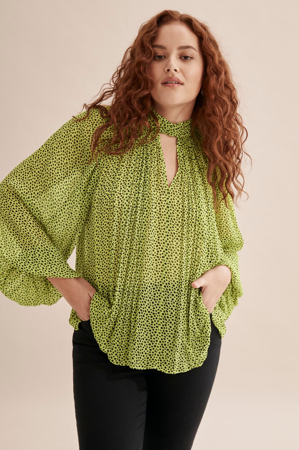 Print Twist Knot Blouse