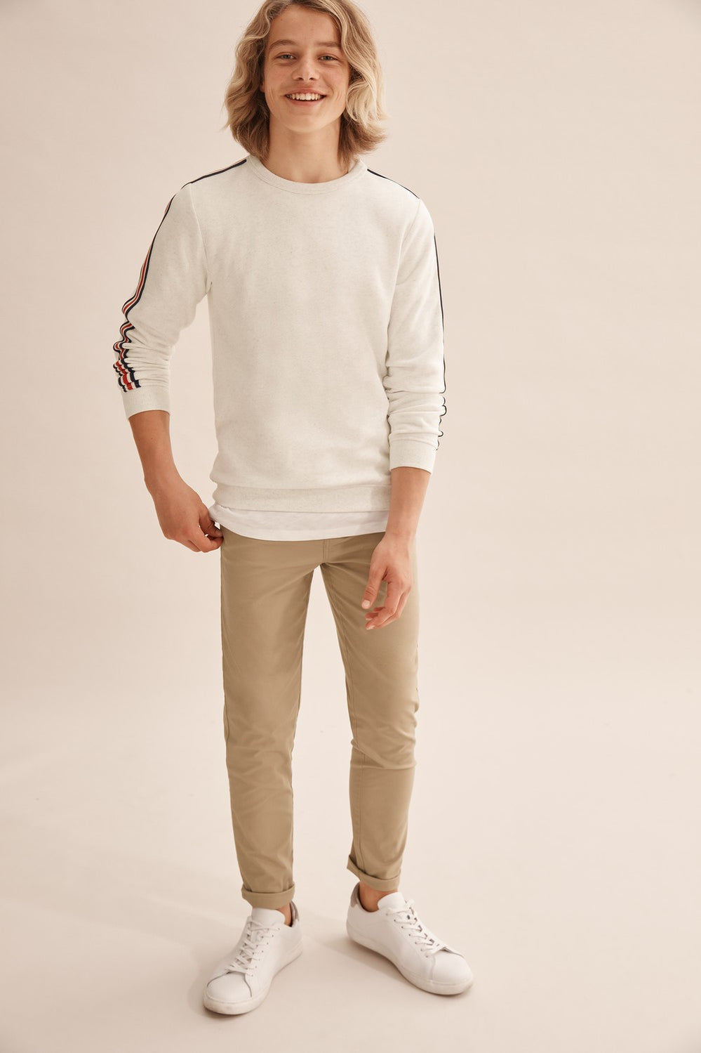 Teen Stripe Tape Crew Sweat
