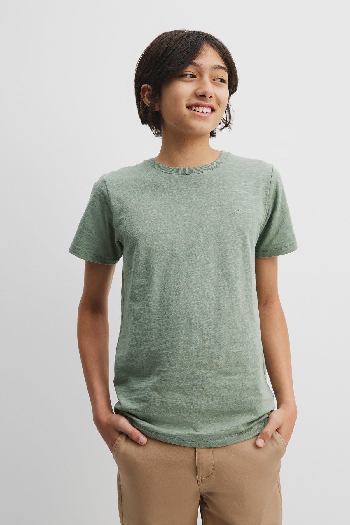 Teen Recycled Cotton Blend Plain Cr Short Sleeve T-Shirt