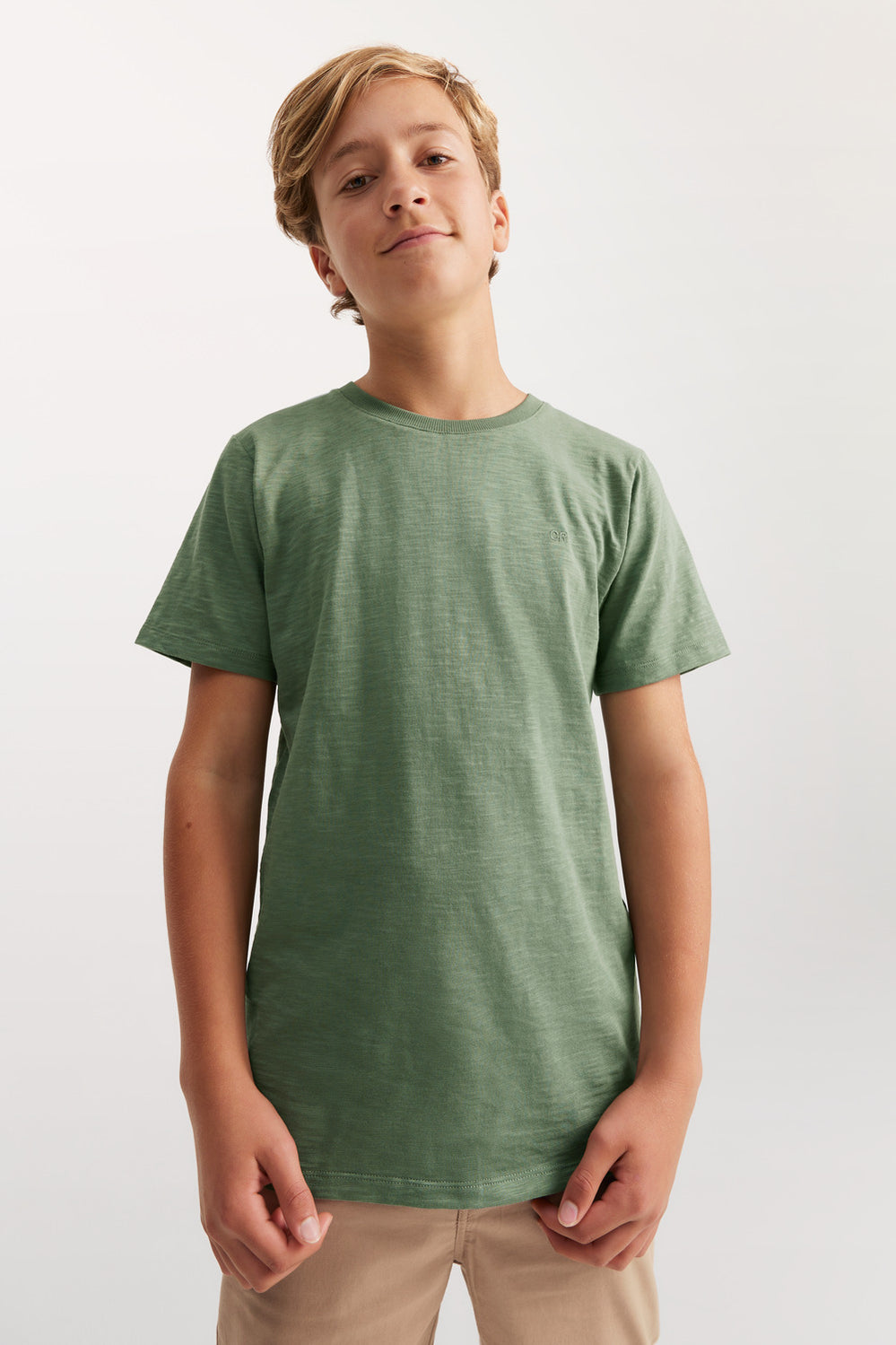 Teen Recycled Cotton Blend Plain Cr Short Sleeve T-Shirt