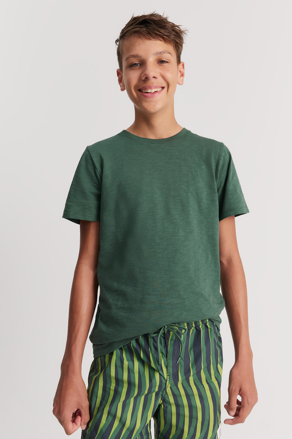Teen Recycled Cotton Blend Plain Cr Short Sleeve T-Shirt